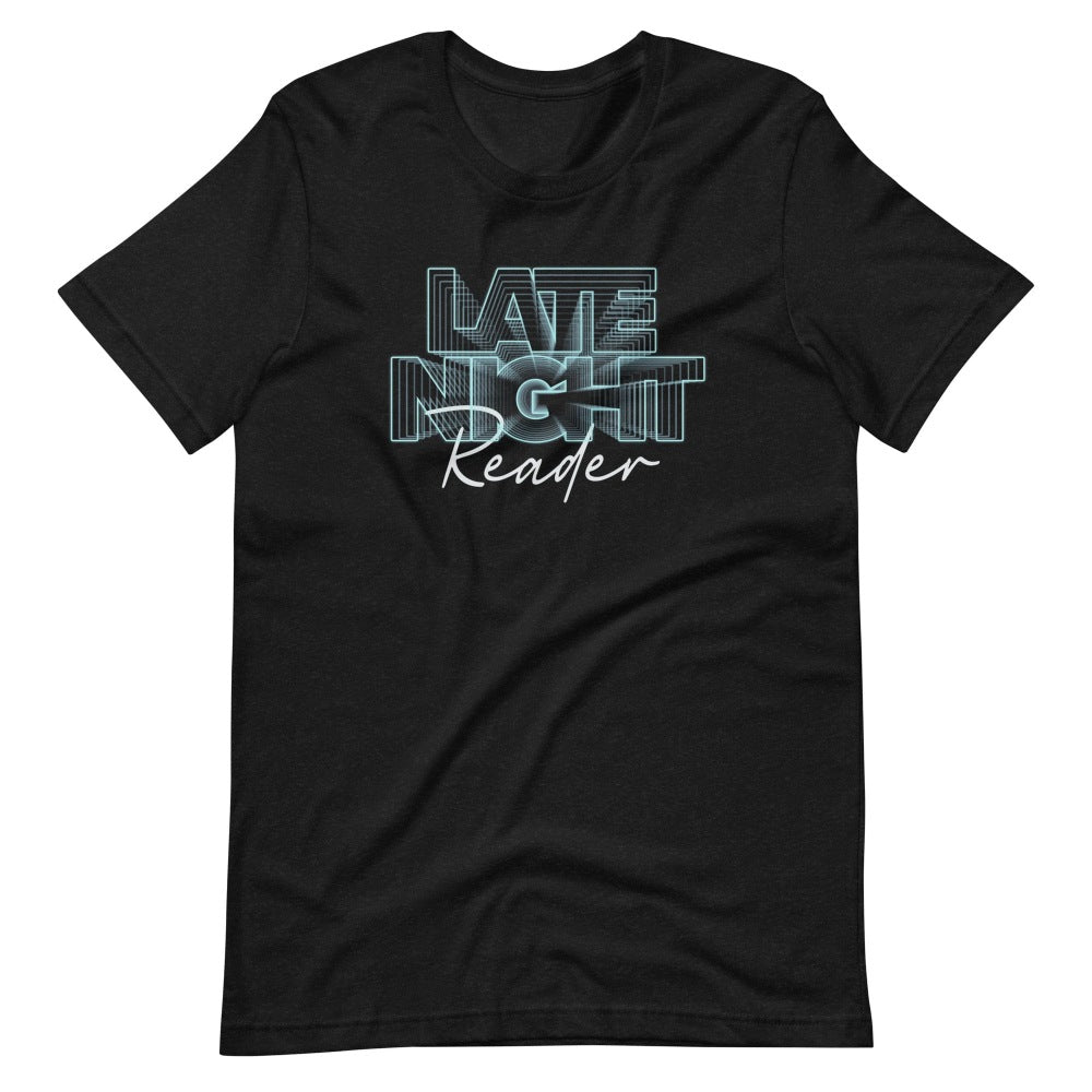 Lit Haven Booktique T-Shirt Black Heather / XS Late Night Reader tee | Neon