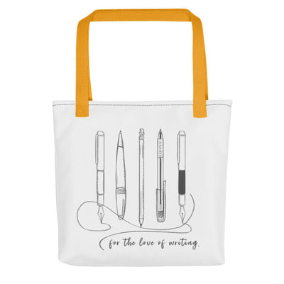 Lit Haven Booktique Tote Bag Yellow For the Love of Writing tote bag