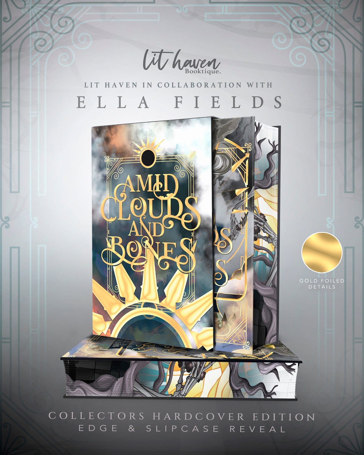 Lit Haven Booktique Book Digitally Printed Edges Amid Clouds and Bones Hardcover Edition Preorder