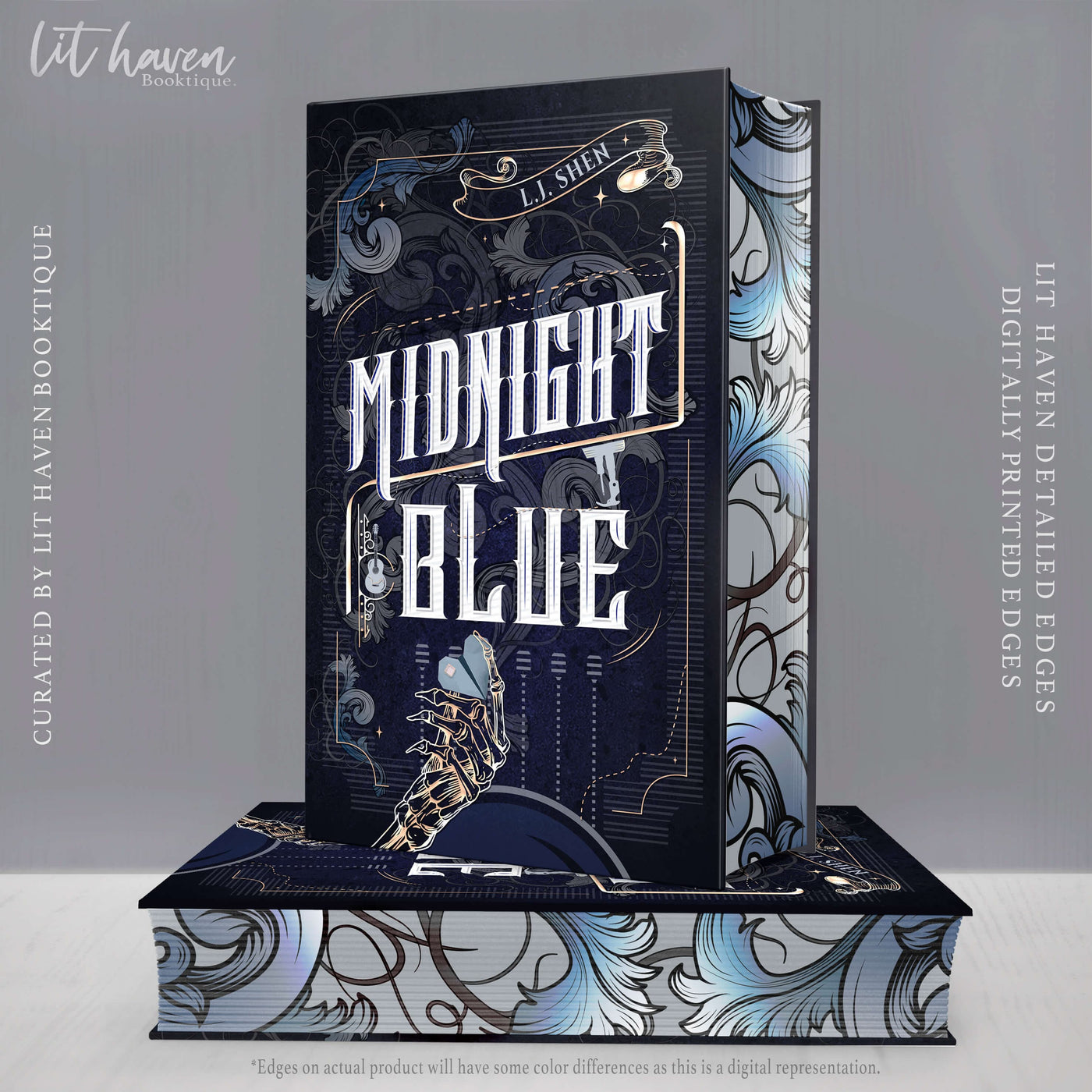Lit Haven Booktique Book Digitally Printed Edges Midnight Blue Hardcover Edition Preorder