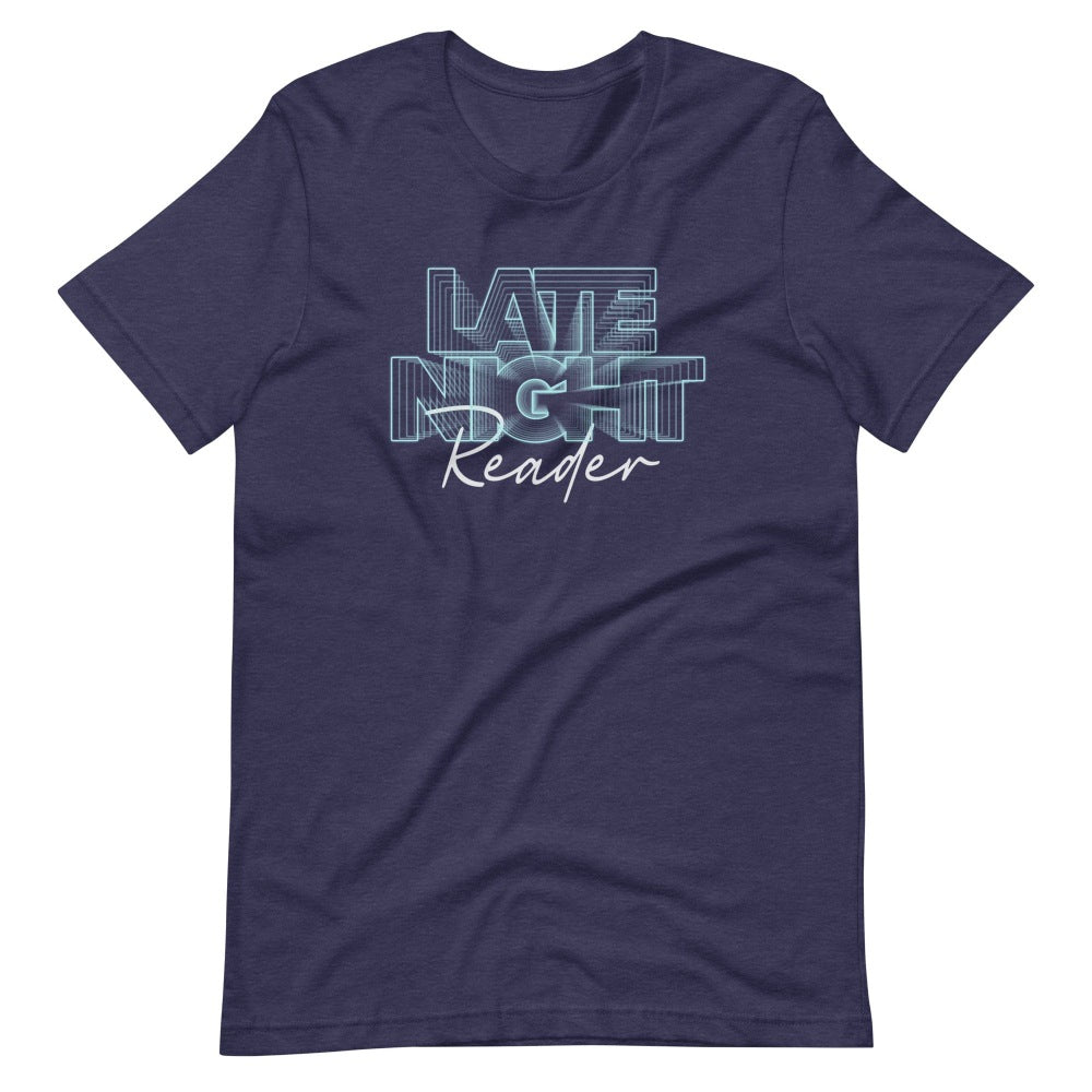 Lit Haven Booktique T-Shirt Heather Midnight Navy / XS Late Night Reader tee | Neon