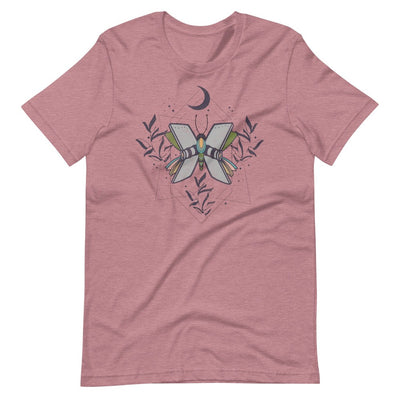 Lit Haven Booktique T-Shirt Heather Orchid / S Book Butterflies tee