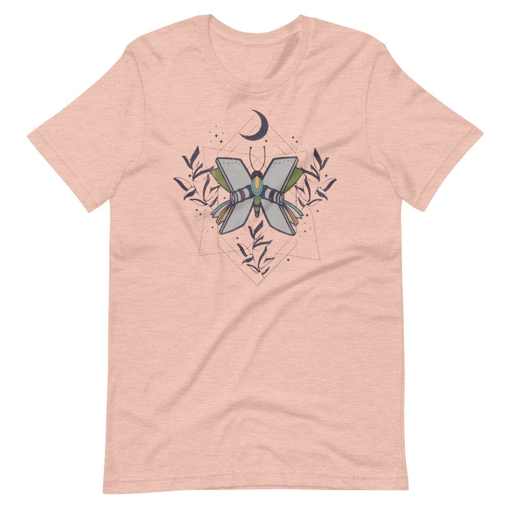Lit Haven Booktique T-Shirt Heather Prism Peach / XS Book Butterflies tee