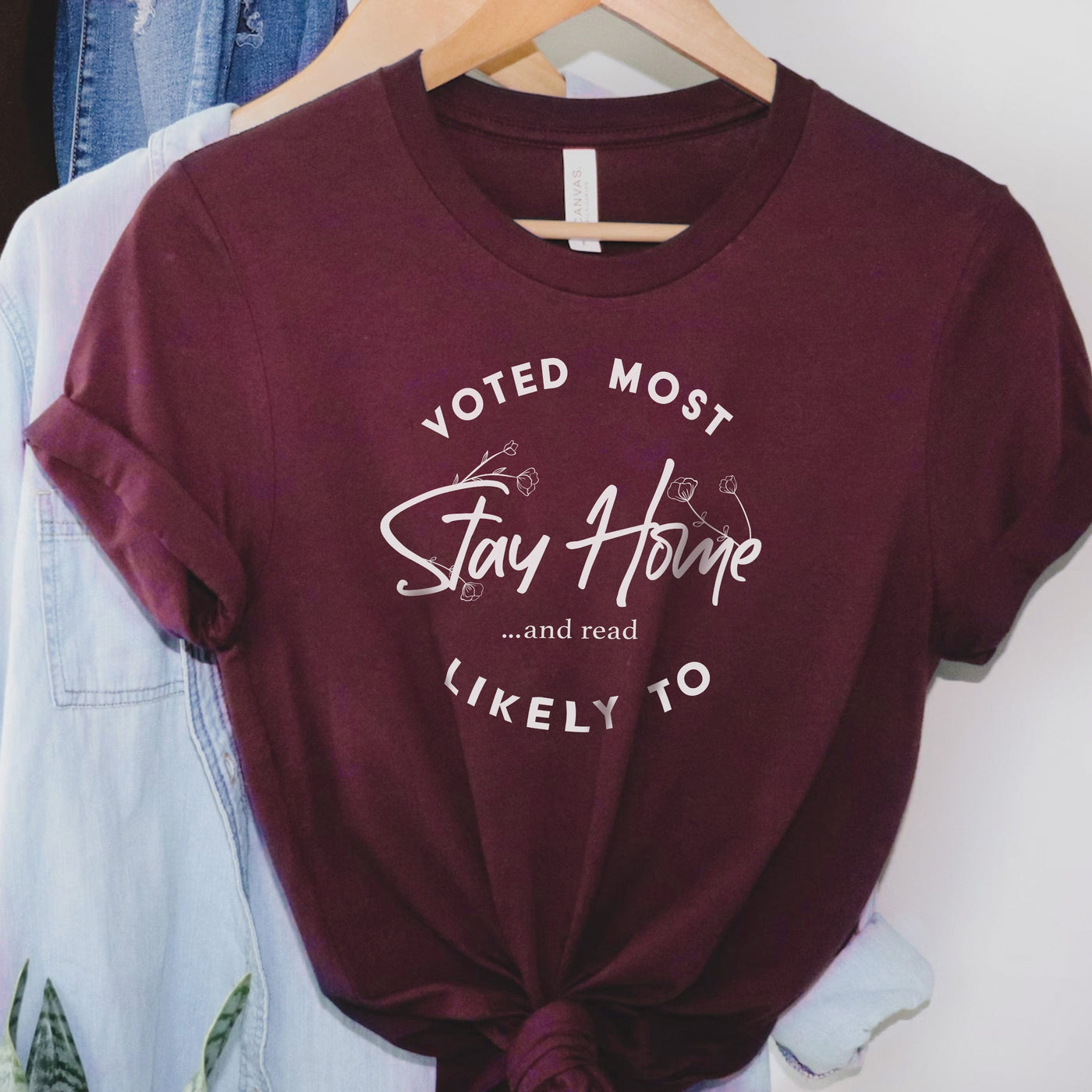 Lit Haven Booktique T-Shirt Voted Most Likely to Stay Home & Read | White Ink